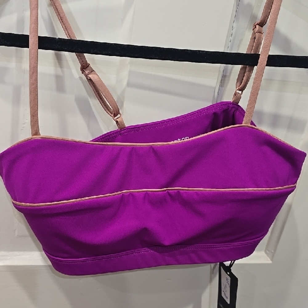 Lanston Sport Magenta Top with Beige Accents